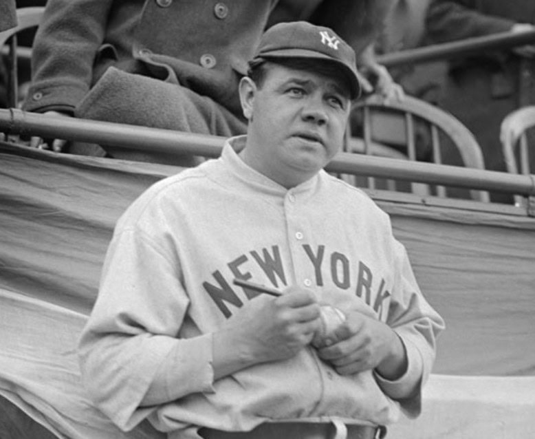 A screenshot highlighting Babe Ruth's incredible extra-base hit stats.